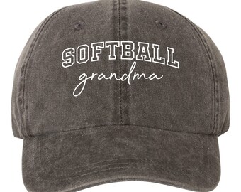 Softball Grandma Arch Pigment Dyed Unstructured Baseball Cap, Softball Grandma, Softball Game, Softball Game, Softball Hat, Softball Nana