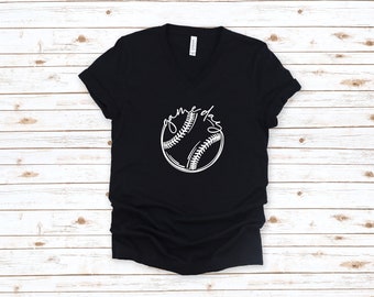 Baseball V-neck, Game Day Drawing BASEBALL Shirt V-Neck T-Shirt, Baseball Shirt, Game Day Shirt, Baseball Mom Shirt, Baseball Mom Shirts