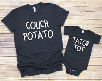 Dad and Baby Matching Shirt, Couch Potato Tator Tot Shirt, Gift For Dad, Father&#39; Day Gift, Dad And Son, Dad And Daughter Shirt, New Dad