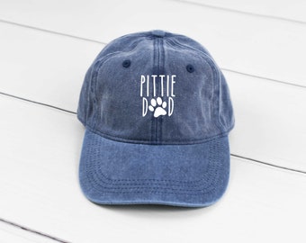 Dog Dad, Pittie Dad Pigment Dyed Unstructured Baseball Cap, Dog Dad Hat, Gift For Dog Dad, Gift For Dog Dad, Pittie Dad More Color Options