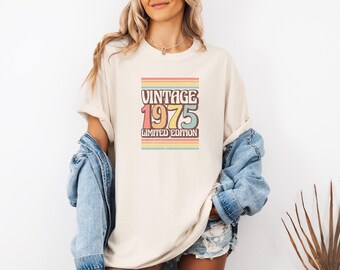 Vintage 1975 Groovy Distressed Comfort Colors T-Shirt, Birthday Shirts, 50th Birthday, 50th Birthday Gift, 50th Bday, 50th Birthday gift,