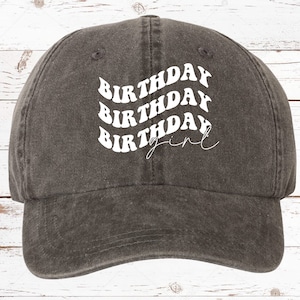 Birthday Girl Groovy Stacked Pigment Dyed Unstructured Hat, Baseball Cap, Birthday Girl, Birthday Girl Hat, Birthday Girl Gift, Birthday