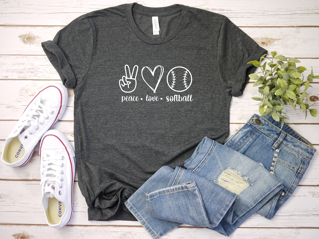 Softball Unisex T-shirt, Peace Love Softball Shirt, Softball Mom