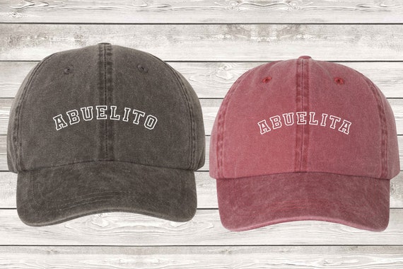 Abuelito Abuelita Arch Pigment Dyed Unstructured Baseball Cap, Gift For Abuelo, Gift For Abuela, Abuelito, Abuelita, Pregnancy Announcement