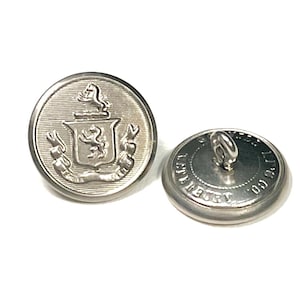 Botones antiguos de metal de 22 mm, década de 1860, SCOVILL MF'G Co.: botones de escudo militar plateados de 22 mm (juego de 24)