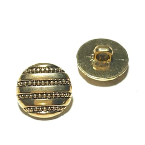 Set of 6-50 Gold Costume Metal Coated Buttons - 11/16&quot; (17.5mm | 28L) - Metallic Gold - Shank Back - Classic Vintage 80s Buttons [B1280]