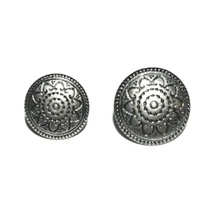 12mm | 15mm Solid Cast Metal Button in 2 SIZES: 1/2" | 5/8" Antique Silver Ornate Renaissance Costume Button (Set of 6-24)
