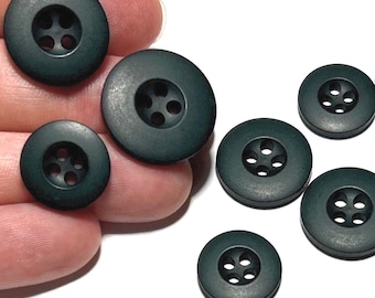 15mm | 19mm | 21mm PEACOCK Green Buttons: 5/8" | 3/4" | 13/16" Matte Resin Vintage 60s Buttons (Set of 6-24)