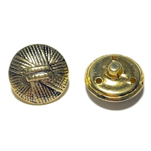 Set of 2-50 Gold 7/8&quot; Metal Deco Rope / Cord Domed Shank Button - 7/8 in | 22mm | 36L- Authentic Vintage  80s Gold Metal Coat Button [B1283]