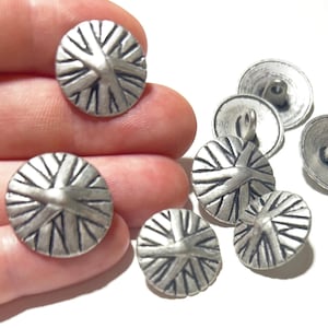 18mm | 20mm Straw Hat Cast Metal Buttons: 11/16" | 13/16" Vintage Shank Buttons (Set of 2-24)
