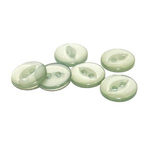 Set of 4 Icy Green Lustrous Resin Buttons - 5/8&quot; | 15mm | 24L - 2-Hole Cutout Face - Classic 60s Era Authentic Vintage Buttons [B601]
