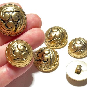 22mm | 28mm HUGE Gold Costume Buttons: 7/8&quot; | 1 1/8&quot; Deep Dome Vintage Shank Buttons (Set of 2-50)