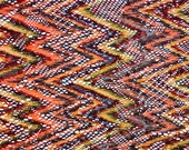 Stretchy Raschel Knit - Big Zig Zag- Brown Orange Red - 1970s Retro Vintage Missoni Feel - Apparel Fabric by the Yard F0151
