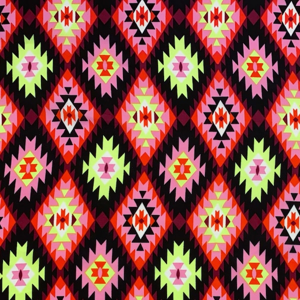 Washed Satin Saturated Chevron Print - Red / Black / Pink - 3 Colors Available! Tribal Boho Southwest Apparel Fabric by the Yard [F0096]