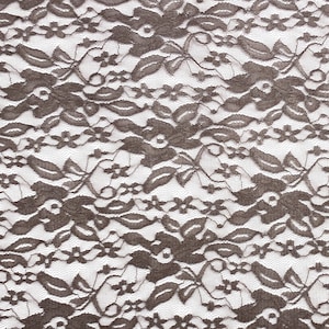 30&quot; PIECE Stretch Lace - Brown / Charcoal Brown - 60&quot; Wide - Mesh Lace Floral / Botanical - Apparel Fabric Remnant [F0395]