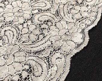 1-3 YDS Double Scalloped Venice Lace: 50" Wide IVORY Embroidered Fabric Remnants