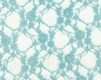 AQUA Stretch Mesh Lace w/ Metallic Thread: 60" Wide Apparel Fabric by the Yard