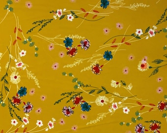 Fine Crepe Minimal Floral Print: 60" Wide Lightweight Deadstock Apparel Fabric Sold by the Yard
