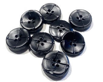 21mm Woven LEATHER Buttons: 13/16" Vintage 70s Deadstock Coat Buttons (Set of 2-24)