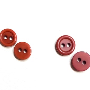 10mm | 11.5mm Glossy DARK RED Buttons: 3/8" | 7/16" Vintage 70s Shirt/Blouse Button (Set of 4-24)