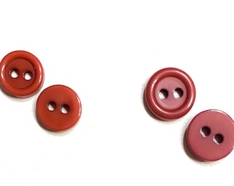 10mm | 11.5mm Glossy DARK RED Buttons: 3/8" | 7/16" Vintage 70s Shirt/Blouse Button (Set of 4-24)