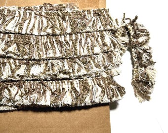 3,5 YDS chenilleborstel 1" franje: katoen/rayon BRUIN/TAUPE decor/kussens/stoffering dode inventaris