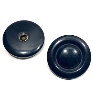 28mm Patent Leather Coat Buttons: 1 1/8" Metal-Loop Shank Vintage 60s Button (Set of 2-24)