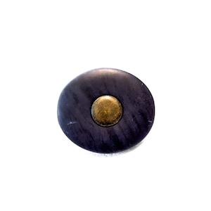 Set of Large Oval Navy + Bronze Shank 7/8" Long Button - Thick / Resin Swirl - Faux Stone / Metal Look - Vintage 60s Coat Button [B4246]