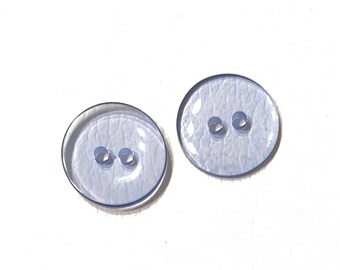 Bottoni Trasparenti In Resina, 2 Fori, Tinta Blu (simil Vetro), Misure 11.5mm - 23mm, Venduti In Pacchetto