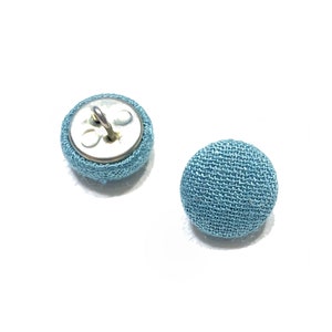 Set of 4-24 Cotton Fabric 1/2&quot; Wire Shank Buttons - 12.5 mm | 20L - TEAL / SLATE - More Colors! High Quality Vintage 60s Buttons [B3465]