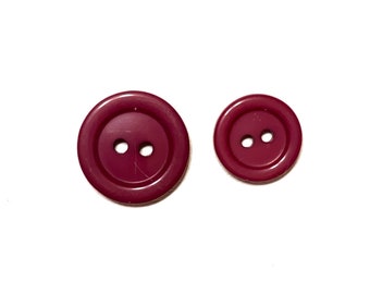 Botones rojo vino brillante de 14 mm/19 mm - 2 tamaños: 9/16"/3/4" Botón vintage de los años 70 a juego (juego de 2-24)