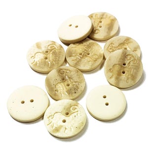 Ziege/Widder 20 mm Knöpfe: 13/40cm Vintage 70s Tiersymbol Knöpfe (Set von 5)