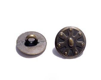 Ensemble de 2 boutons de tige en laiton moderne - 5/8 « | 16 mm | 24L - vintage / Steampunk / Antique Cast Metal / Rare Collectors Button [B3568]