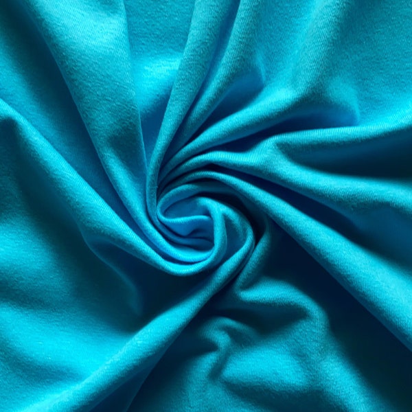 Sky Blue Quality Solid Cotton Stretch Jersey - Bright Blue - Nice Weight! - Soft Comfy Cozy Cardigan - Apparel Fabric by the Yard [F0352]