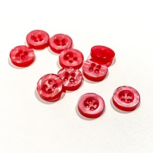 10.5 mm HOT Pink / Electric Pink Shirt Buttons - 17 L | 7/16&quot; - Small Pink High Quality Buttons - 4-Hole Bulk Vintage Buttons [B3270]