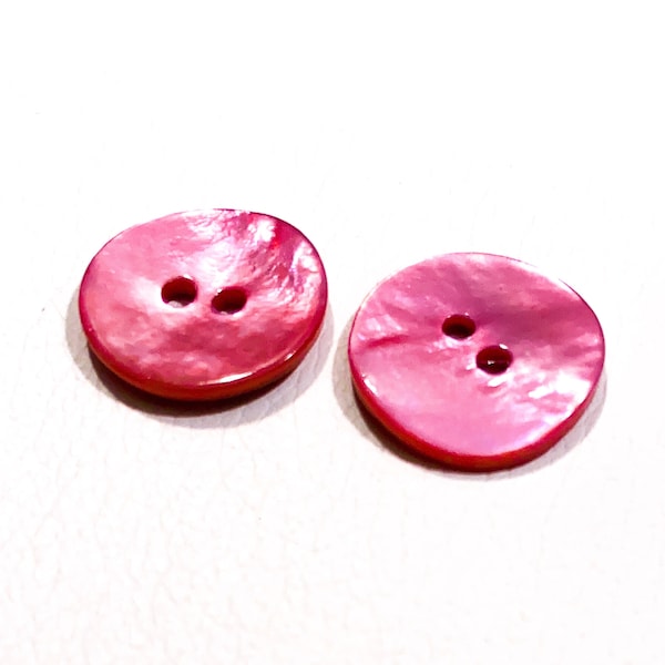 Set of 6-24 Mother of Pearl Shell Buttons - 5/8" (16mm) | 24L - Hot Pink - Vivid! Vintage MOP Colorful M.O.P - 2 Hole Shell Buttons [B3273]