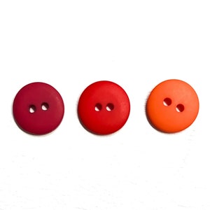 14mm RED & ORANGE - 3 Color Options: Matte Resin Buttons - 9/16&quot; | 24L - High Quality! Colorful Vintage 60s Buttons [B4129 -DR | B4132 -O/R]
