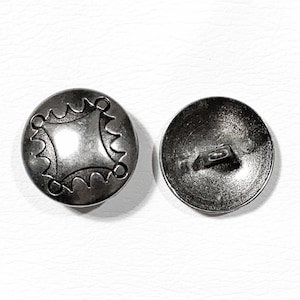 Set of 2-24 Large Metal Dome - 1 in | 40L - Round - Heavy! Renaissance Medieval Elizabethan Costume - Antique Silver - Shank Button [B235]