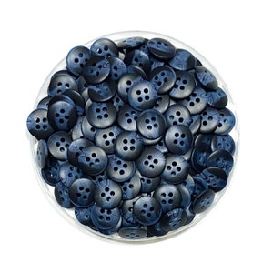 12mm Navy Blue Resin Swirl SMALL Shirt Buttons: 1/2&quot; Vintage Shirt/Blouse Buttons (Set of 12-50)