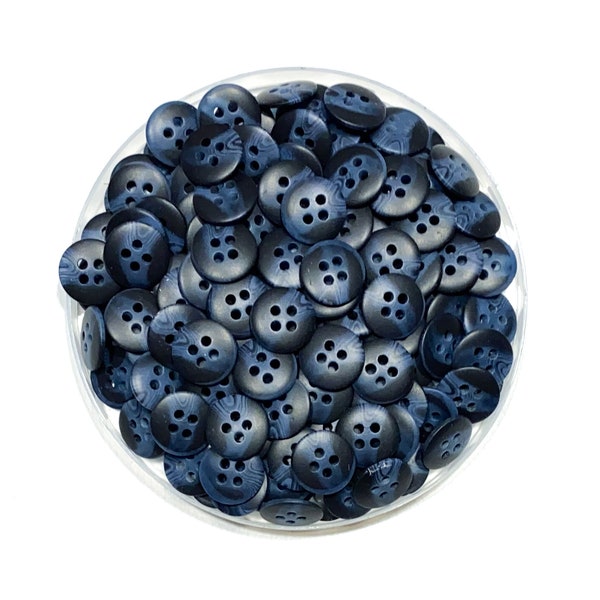 12mm Navy Blue Resin Swirl Shirt Buttons - 1/2" | 20 L - High Quality / Made in USA - Shirt / Blouse Buttons [BB64]