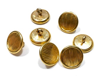 Set of 4-12 Waterbury Gold Metal Shank Livery Buttons - 5/8" | 15mm - Made in USA Shiny Great Condition Authentic Vintage 70s Buttons [B280]