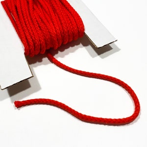 Lote de 5-25 yardas de cordón de algodón rojo de 3/16&quot; - Decoración DIY / Costura de macramé vintage de los años 70, retales nuevos, retales antiguos, adorno de cuerda de fibra natural [T11]