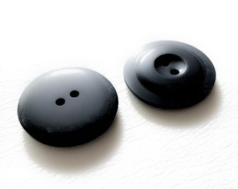 25mm Matte Black Buttons: 1" Vintage 70s Charcoal Resin Buttons (Set of 50-100)