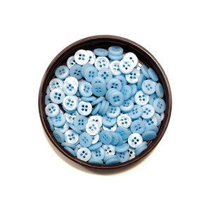 Set of 6-50 Small 10.5 mm Chambray Blue / Light Blue Shirt Buttons - 17 L | 7/16&quot; - Blue High Quality Resin 4-Hole Bulk Button [BB52]