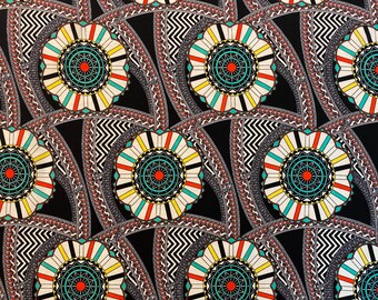 Pongee Print Medallion: 60" Wide Boho/Geometric Deadstock Apparel Fabric by the Yard
