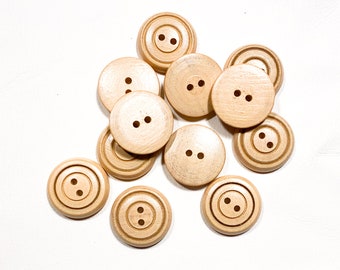 Eenvoudige houten knopen: 23 mm: onafgewerkte/natuurlijk gesneden houten vintage jaren 70-knop (set van 50-100+)