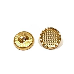 Set of 6-50 Gold Metal Shank Buttons   5/8&quot; | 15 mm - New Old Stock - Made in USA - Authentic Vintage - Shiny Gold - Great Condition! [B428]
