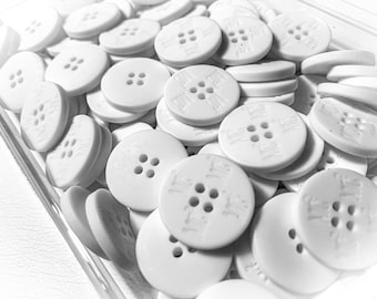 Lot of 50 "Med Couture" Matte White Buttons - High Quality! Large - 36 L | 22mm | 7/8" - Bulk Button Lot Scrubs Nurse Headbands [BB31]