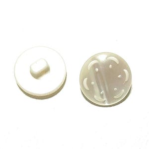 Set of 2-24 PEARL 5/8&quot; Shank Buttons - (24L | 15mm) - Floral Motif Iridescent IVORY Glossy Vintage 1960s Deadstock Blouse Buttons [B656]