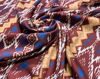 Rayon Challis Southwest Stripe: 60" Wide Deadstock Apparel Fabric by the Yard